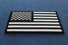 US Flag Black White Patch 4 Inch - 4x2.5 inch