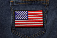 US Flag Patch 4 Inch Black Border - 4x2.5 inch