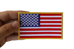 US Flag Patch 4 Inch Yellow Border - 4x2.5 inch