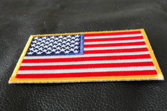 US Flag Patch 4 Inch Yellow Border - 4x2.5 inch