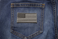 US Flag Patch Black and Gray 3 Inch - 3x1.6 inch