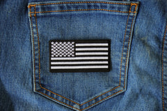 US Flag Patch Black and White 3 Inch - 3x1.6 inch