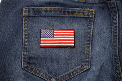 US Flag Patch Black Border 2.5 Inch - 2.5x1.4 inch