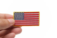 US Flag Patch Gold Border 2.5 Inch - 2.5x1.4 inch