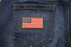 US Flag Patch Gold Border 2.5 Inch - 2.5x1.4 inch