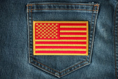 US Flag Patch Red Yellow Marine Colors - 4x2.5 inch