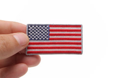 US Flag Patch Silver Border 2.5 Inch - 2.5x1.4 inch