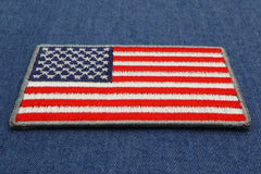 US Flag Patch Silver Border 2.5 Inch - 2.5x1.4 inch