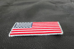 US Flag Patch Silver Border 2.5 Inch - 2.5x1.4 inch