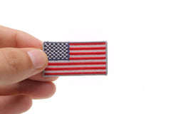 US Flag Patch Silver Border 2 Inch - 2x1.1 inch