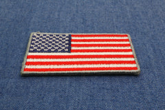 US Flag Patch Silver Border 2 Inch - 2x1.1 inch