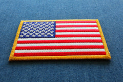 US Flag Patch Small Yellow Border 3 Inch - 3x2 inch