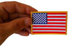 US Flag Patch Small Yellow Border 3 Inch - 3x2 inch