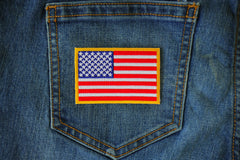 US Flag Patch Small Yellow Border 3 Inch - 3x2 inch