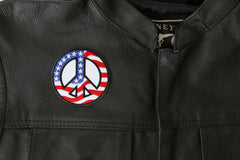 US Flag Peace Sign Novelty Iron on Patch - 3x3 inch