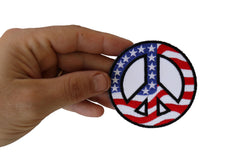 US Flag Peace Sign Novelty Iron on Patch - 3x3 inch