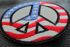 US Flag Peace Sign Novelty Iron on Patch - 3x3 inch