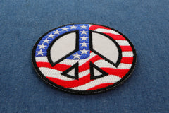 US Flag Peace Sign Novelty Iron on Patch - 3x3 inch