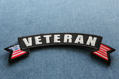 Veteran Patch with American Flags - 4x1.5 inch