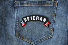 Veteran Patch with American Flags - 4x1.5 inch