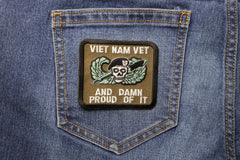 Vietnam Vet and Damn Proud Of It Patch - 3x2.5 inch