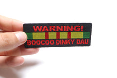 Warning Boocoo Dinky Dau Patch - 4x1.5 inch