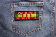 Warning Boocoo Dinky Dau Patch - 4x1.5 inch