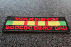 Warning Boocoo Dinky Dau Patch - 4x1.5 inch