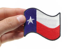 Waving Texas Flag Patch - 3x2.75 inch