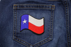 Waving Texas Flag Patch - 3x2.75 inch