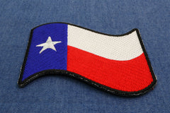 Waving Texas Flag Patch - 3x2.75 inch