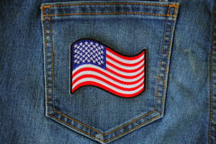 Waving US Flag Patch - 3x2.5 inch