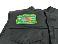 I Will Defend My Faith Country Honor Border Patrol Patch In Green - 4x2.6 inch