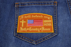 I Will Defend My Faith Country Honor Border Patrol In Brown Patch - 4x2.6 inch