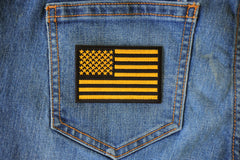 Yellow Black American Flag Patch - 3x2 inch