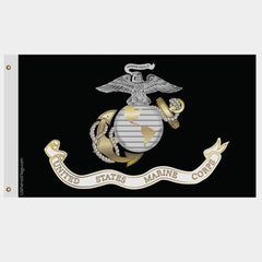 USMC Marine Corps Black 3D EGA Flag Made in USA.