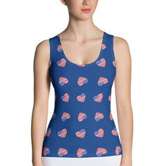 American Flag Heart Cut & Sew Tank Top