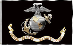 USMC Marine Corps Black 3D EGA Flag Made in USA.