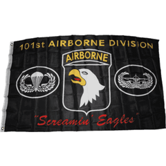 101st Airborne Division Flag "Screaming Eagles"  Black  3x5 ft Economical.