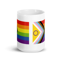 Intersex Inclusive Gay Pride flag White glossy mug